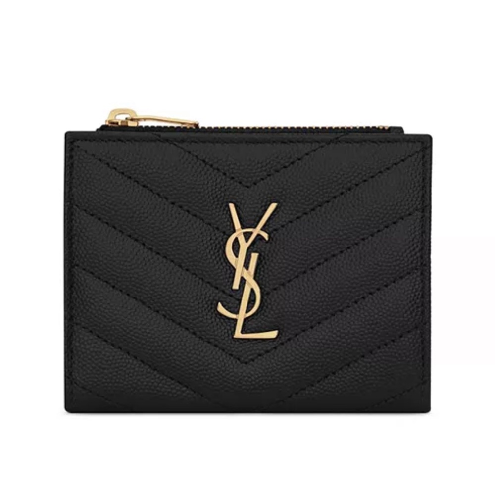 SAINT LAURENT black Cassandre Matelasse Bi-Fold Wallet